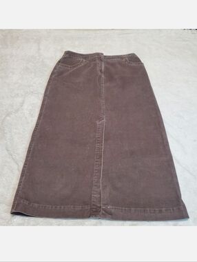 J. Jill Gray Corduroy Cottagecore Y2K Boho Stretch Front‎ Slit Maxi Skirt 12